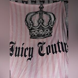 “Juicy Couture” Pink Crown Striped Blanket